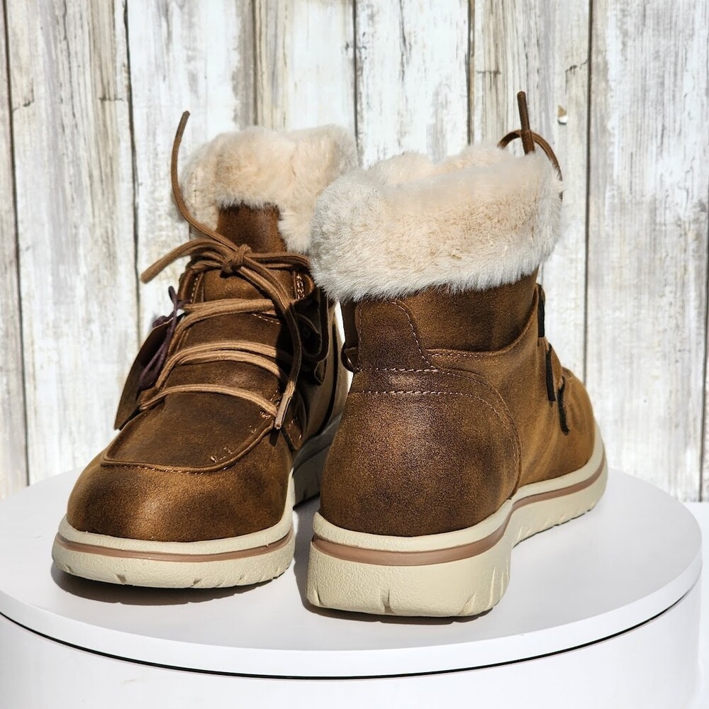 Cliffs by White Mountain Harrison Tan Lace-Up Booties Women’s 7.5 Wide NEW - Picture 8 of 12